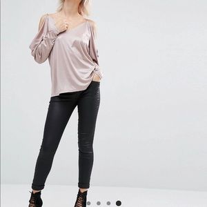 River Island - WORN ONCE. cold shoulder blouse